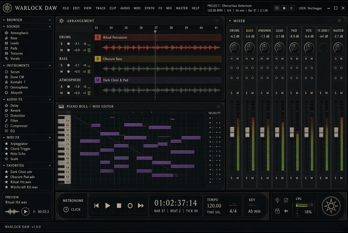 Warlock DAW interface
